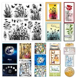 Flowers Grass Reeds Clear Stamps for DIY Scrapbooking Wildflowers Silicone Clear Stamp Seals 15x15cm Transparent Stamps for