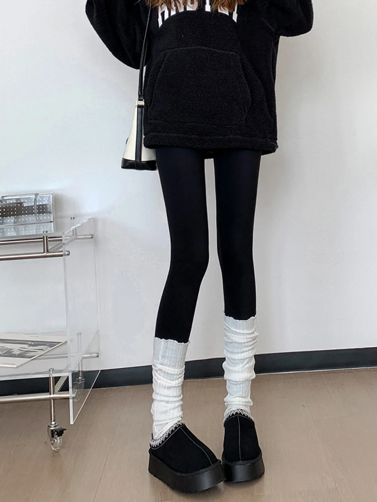 High-Waist Fce Lined arkskin Yoga Pants Women's Warm Tummy Control Butt Lifting Thiened Long Pants Autumn Winter