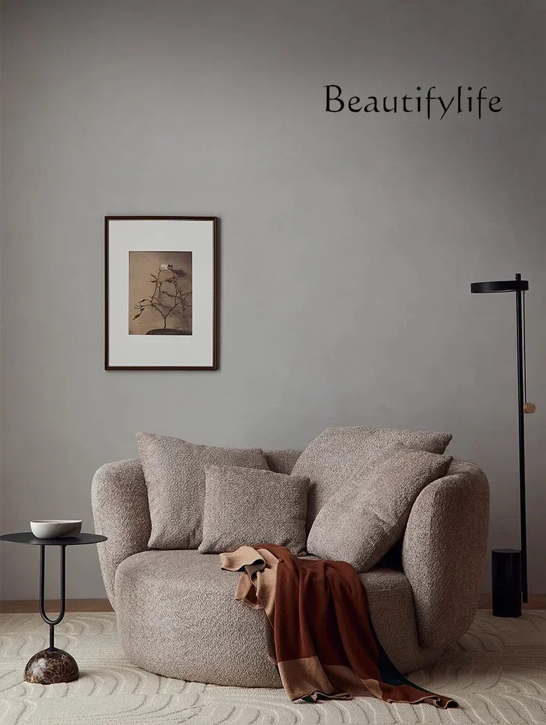 T10 Wonton Sofa Cream Simple Large Apartment Living Room Sofa Modern Large Flat Round Casual Fabric Sofa