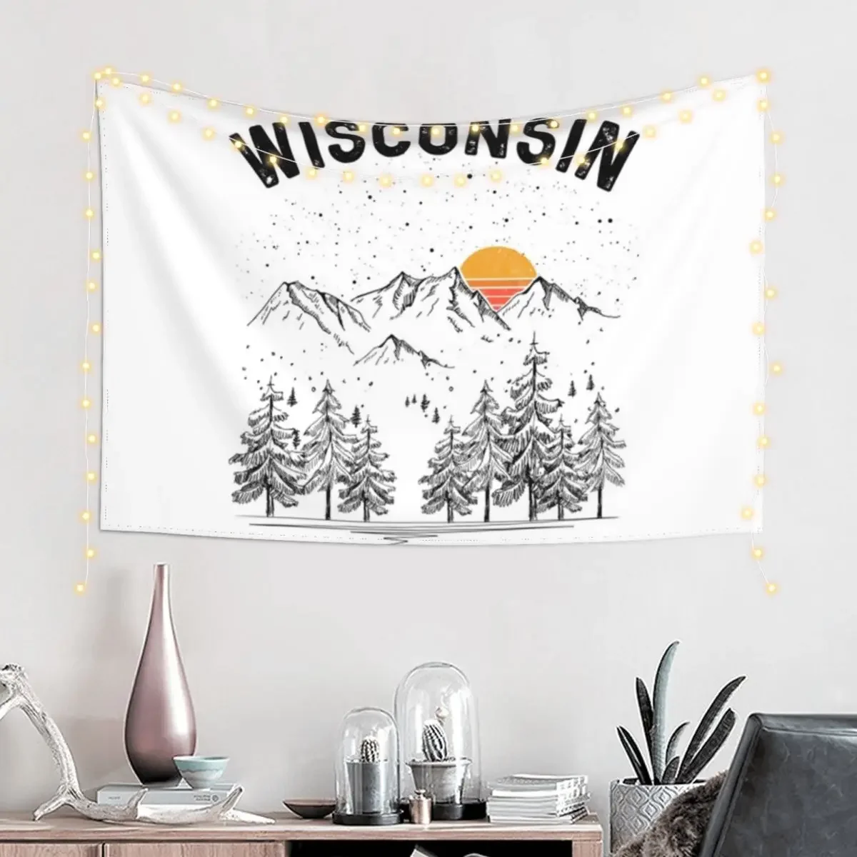 Wisconsin State Tapestry Luxury Living Room Decoration Room Decorations Aesthetic Wall Art Cute Decor Tapestry