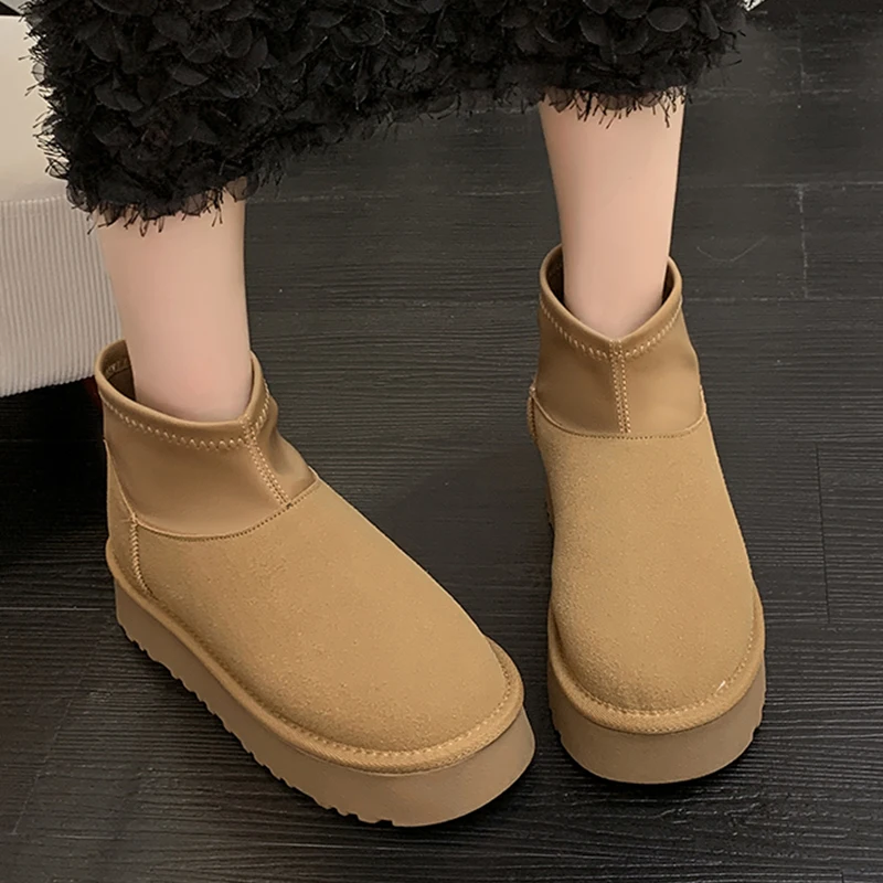 Leopard Flats Platform Women Shoes Snow Ankle Boots Trend Wnter New Designer Chelsea Boots New Casual Walking Mujer Botas