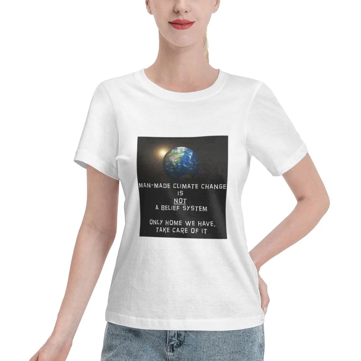 Must Have Climate Change White Text Women's T-shirt Daily Casual Casual Wear Tshirt