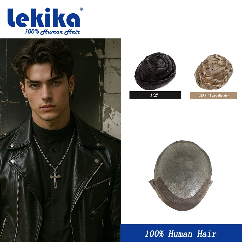 

BIO-Male Hair Prothesis More Soft Swiss Lace & Knot Pu Base Toupee Double Kont Men's Wig Breathable Hair System For Man