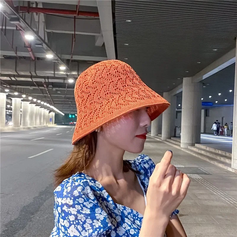 

Summer Women's Fisherman Hat - Breathable Hollow Out Hat, Wide Brim Straw Boater for UV