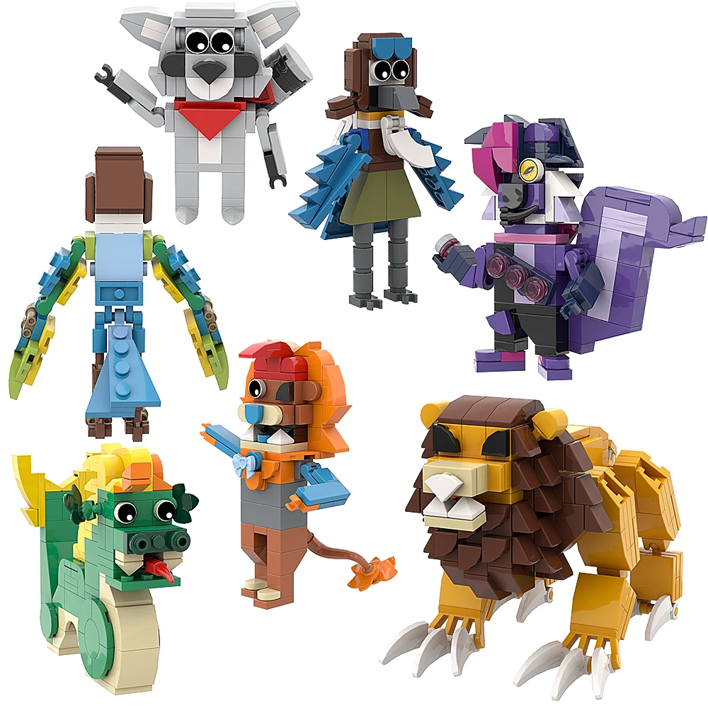 

MOC Game Indigo Park Model Building Blocks Horror Mascot Game Lion Parrot Raccoon Bricks Assembly Toys Kids Educate Toys Gifts