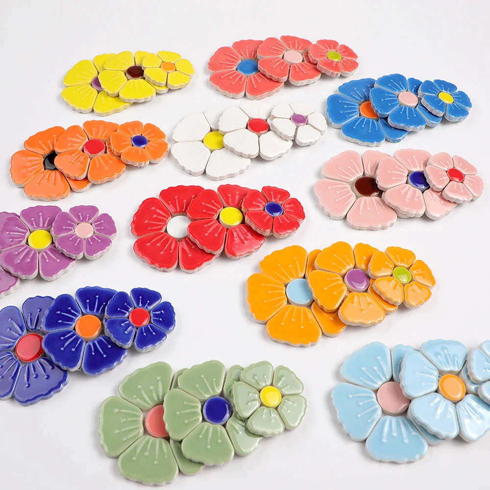 花柄セラミックモザイクタイル、桜の花びらの形をしたDIYクラ - Ceramic Tile Blank のレビューと価格