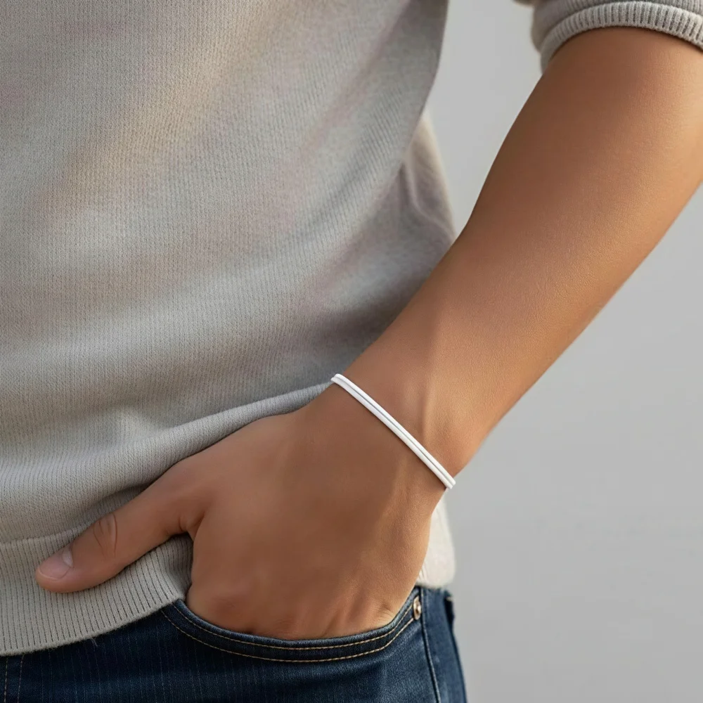 Vintage handgefertigtes geflochtenes Wachsseil-Armband, einfaches, verstellbares, farbiges Herrenarmband, modisches Schmuckzubehör – Detail 4
