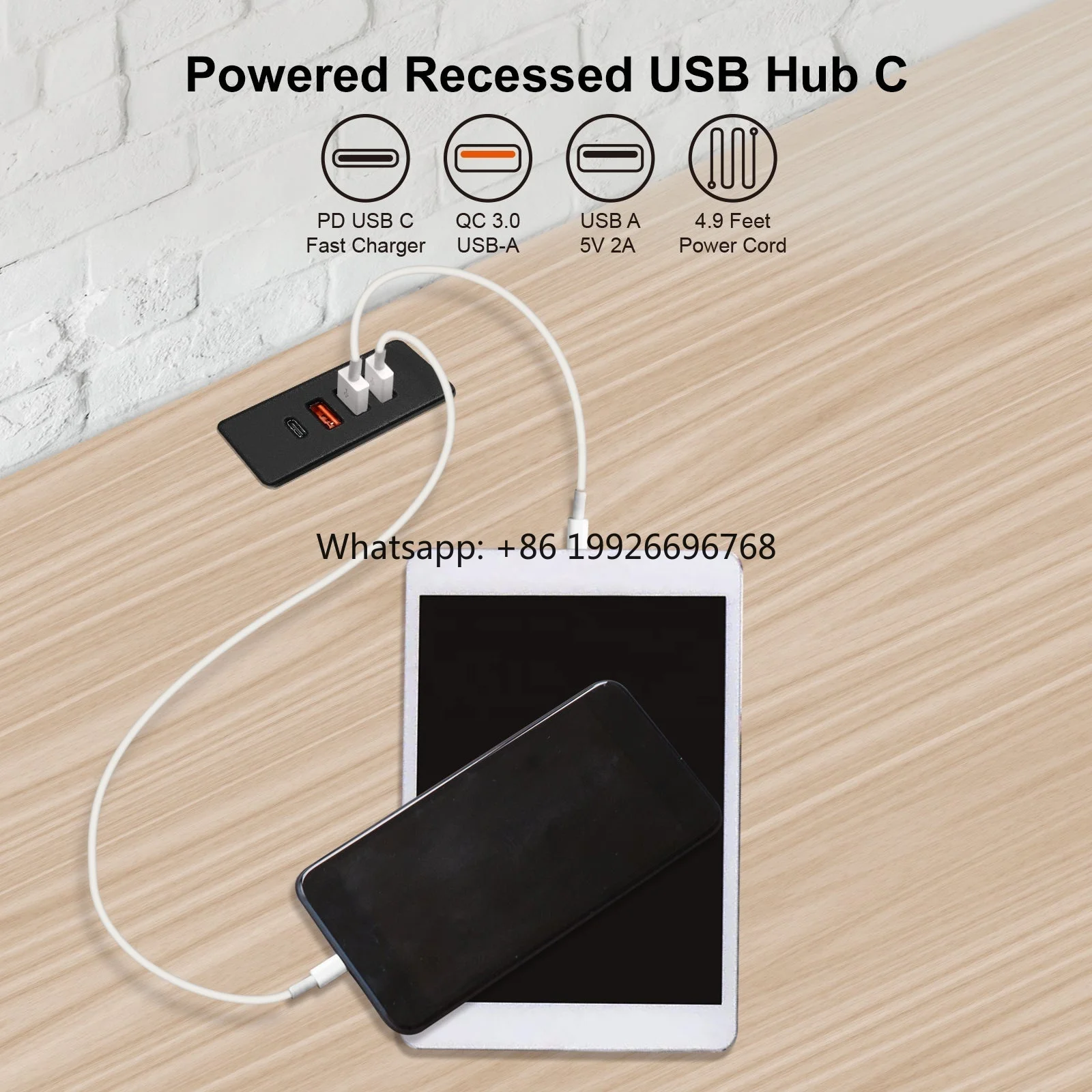

Розетка-концентратор USB C с питанием от USB C. Встраиваемая розетка с быстрой зарядкой. 4 порта USB. 20 Вт. Установлена в кровать, стол, диван.
