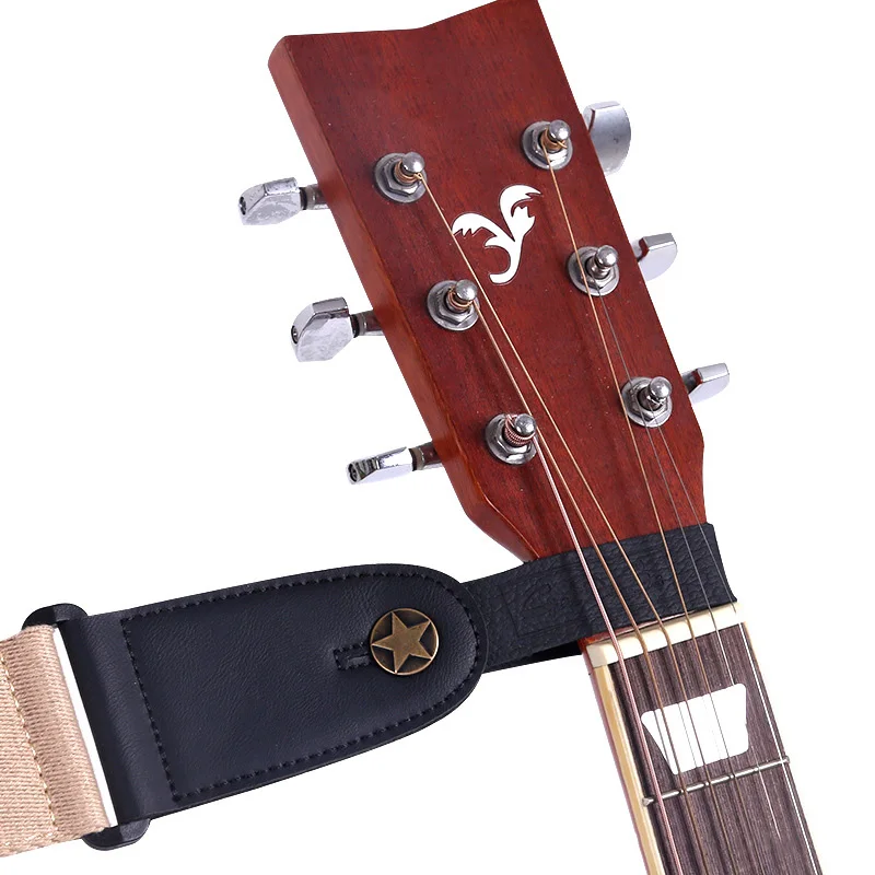 Electric Guitar Accessories Guitar Neck Strap Guitar Strap Leather Head Belt Holder Button Safe Lock Ukulele Bass Folk Acoustic