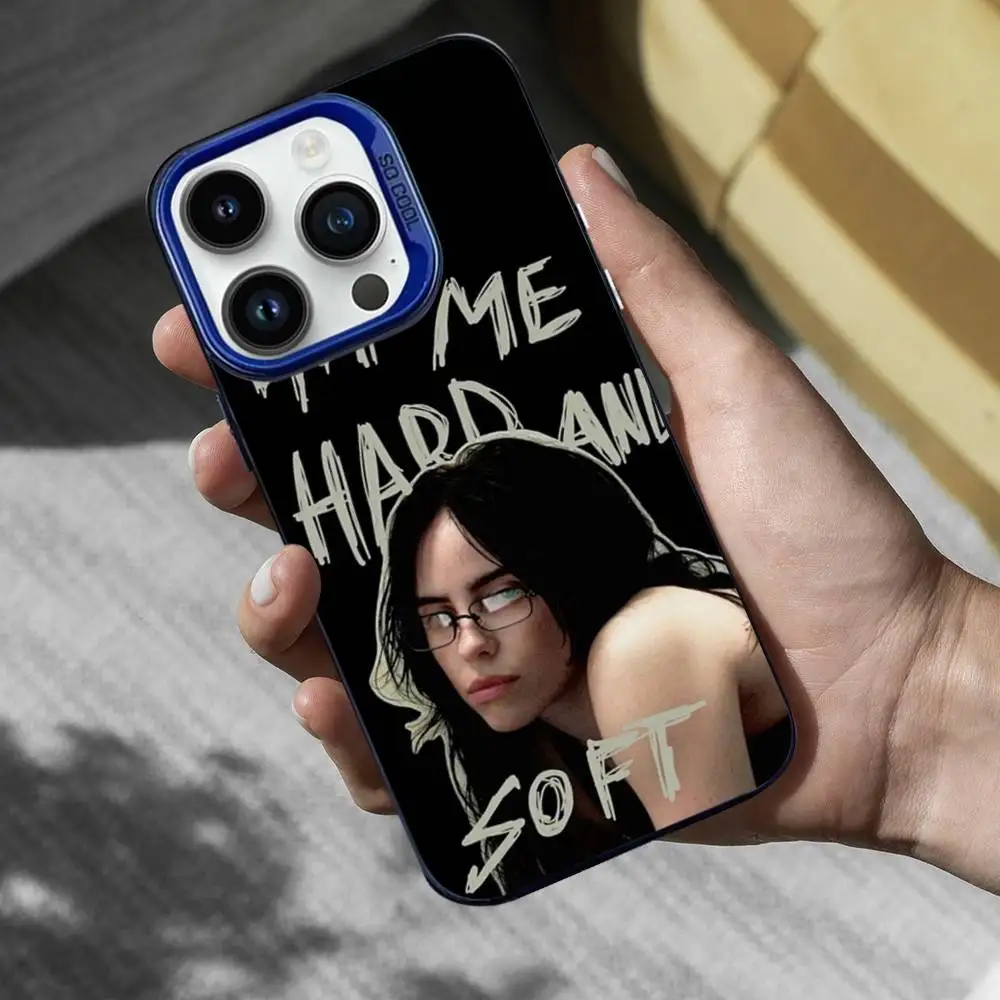 Capa de telefone LUNCH B-BILLIES SINGER para iPhone 16,15,14,13,12,11, Mini, Pro, SE, MAX Capa de silicone azul fosco