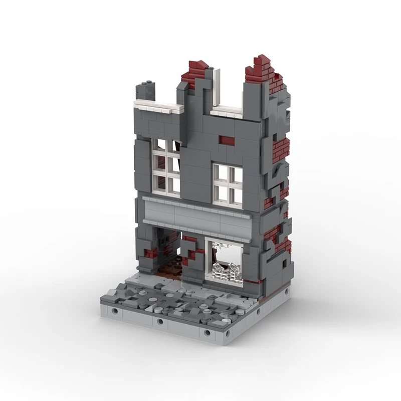 Model Street View Moc Klocki Konstrukcyjne Modułowy Zniszczony Dom Model Technologiczny Cegła DIY Składanka Zabawka Prezent na Święta Urodziny