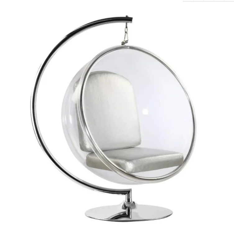 Home wall hang transparent acrylic hanging round ball modern leisure gold bubble chair with stand