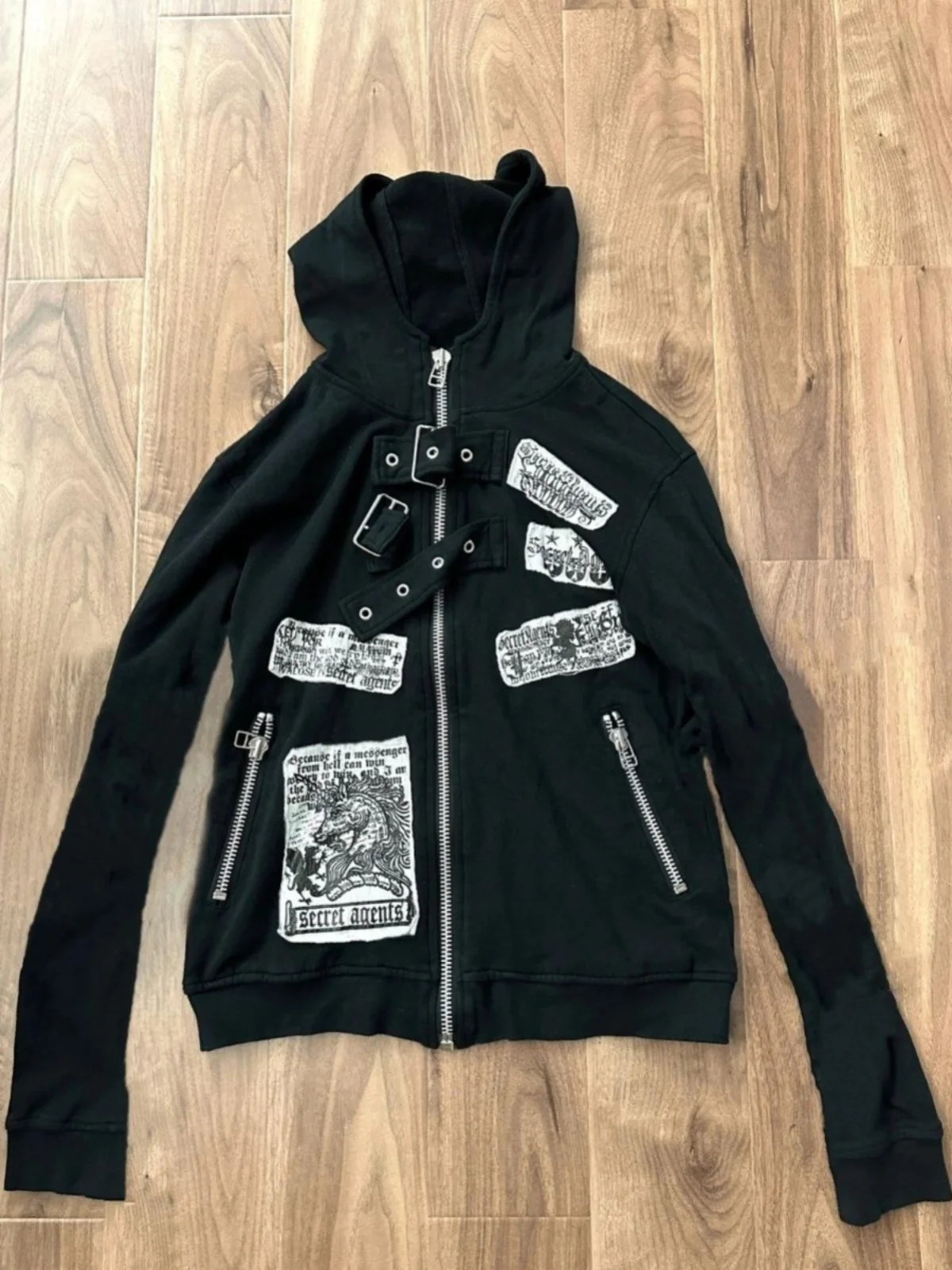 

Street Style Punk Rock Dark Theme Hoodie Zipper Long Sleeve Women's Sweatshirt Cool Sweet Individuality Harajuku Outerwear