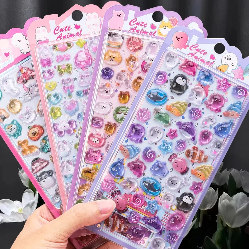 1 Sheets Cartoon Relief Stickers Kawaii Animal Journal Phone Guitar Stickers Creative DIY Decoration Stickers Gifts