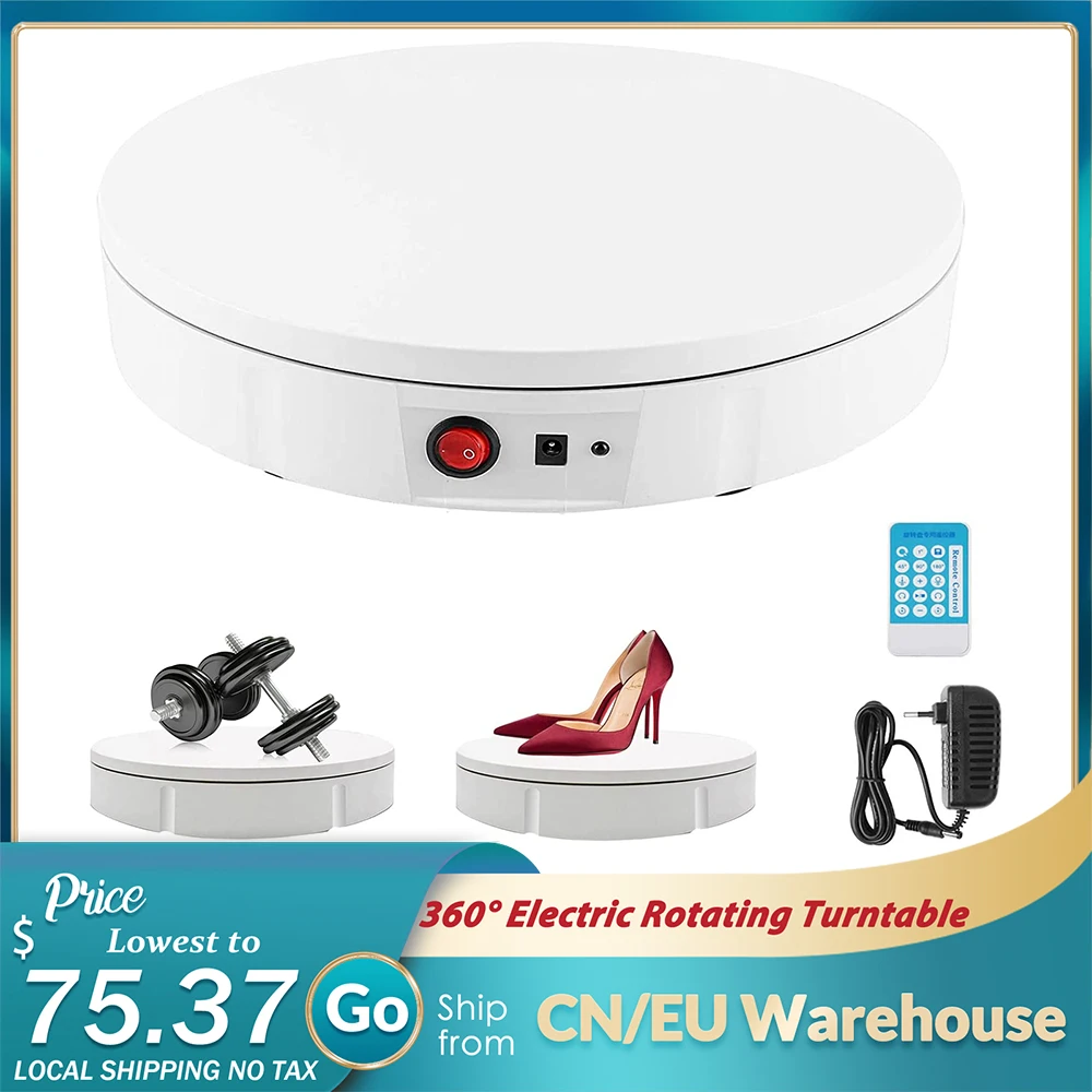 360 Degree Electric Rotating Photography Rotating Turntable 30cm Display Stand for Jewelry Product Display 3D Scan Pan with PVC