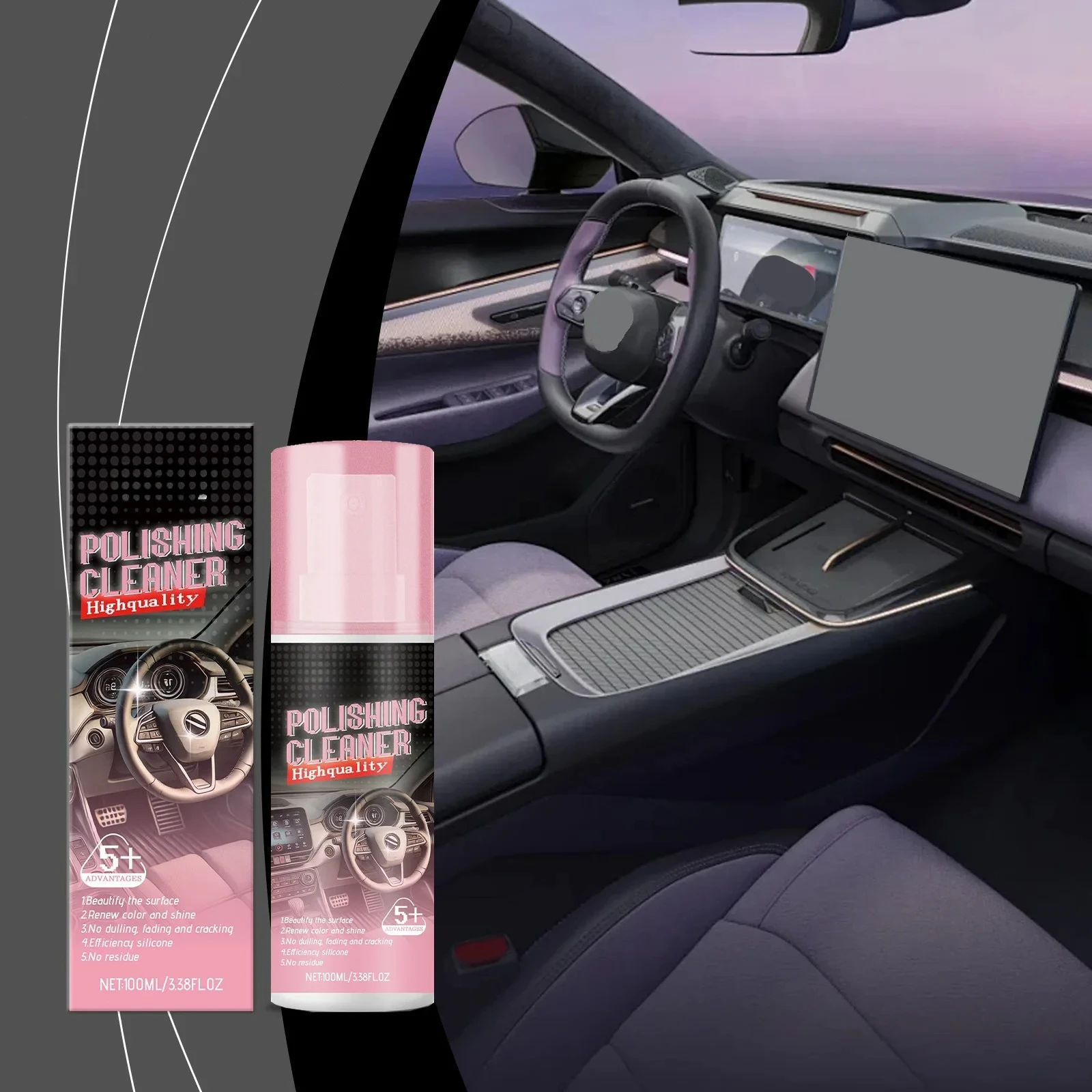 Car Interior Polishing Agent Versatile Interior Cleaning Stubborn Dirt Stain Grease Dust Polish Leather High Gloss Polish Agent