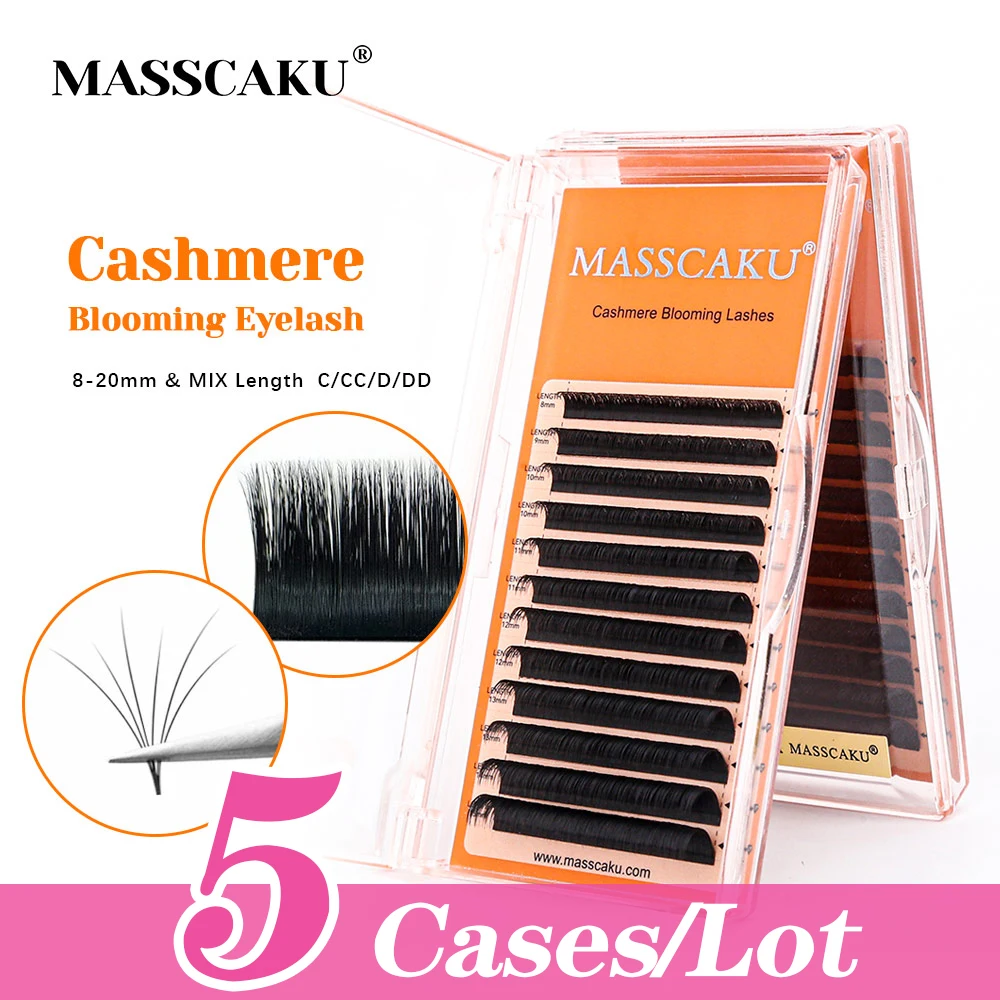 

5cases/lot Camellia Blooming Eyelash Extension C D Curl Premium Soft Faux Mink Fast Flowering Volume False Eyelashes by MASSCAKU