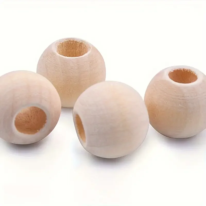 10-40mm Large Hole Natural Wood Beads Lead free Wood Balls Used for Jewelry Making DIY Teeth Spacer Wood Crafts