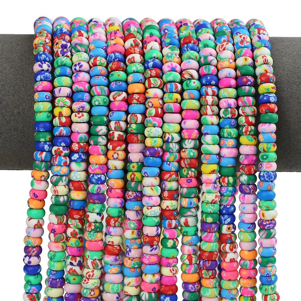 110 stücke flache runde Polymer Clay Perlen mehrfarbigen Blumen druck Handwerk lose Perle für DIY Schmuck Herstellung Armbänder Halskette Ohrringe