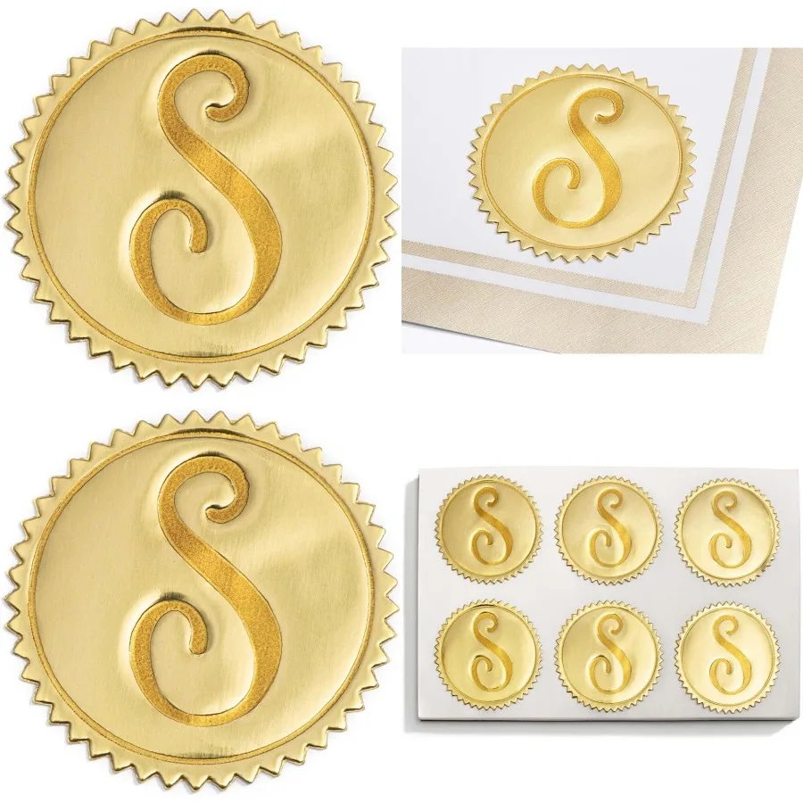 

Deluxe Embossed Letter S Monogram Foil Certificate Seals 2 Inch Self Adhesive 100 Count Ideal for Academic Certificates Achieve
