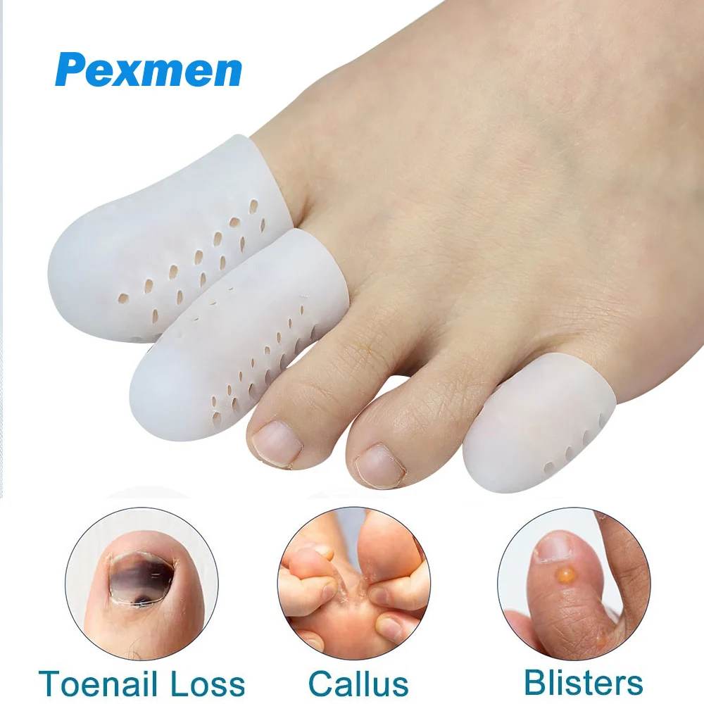 

Pexmen 2Pcs Soft Toe Caps Protectors Toe Sleeve Cushions and Protects Provide Relief for Corns Blisters and Ingrown Toenails