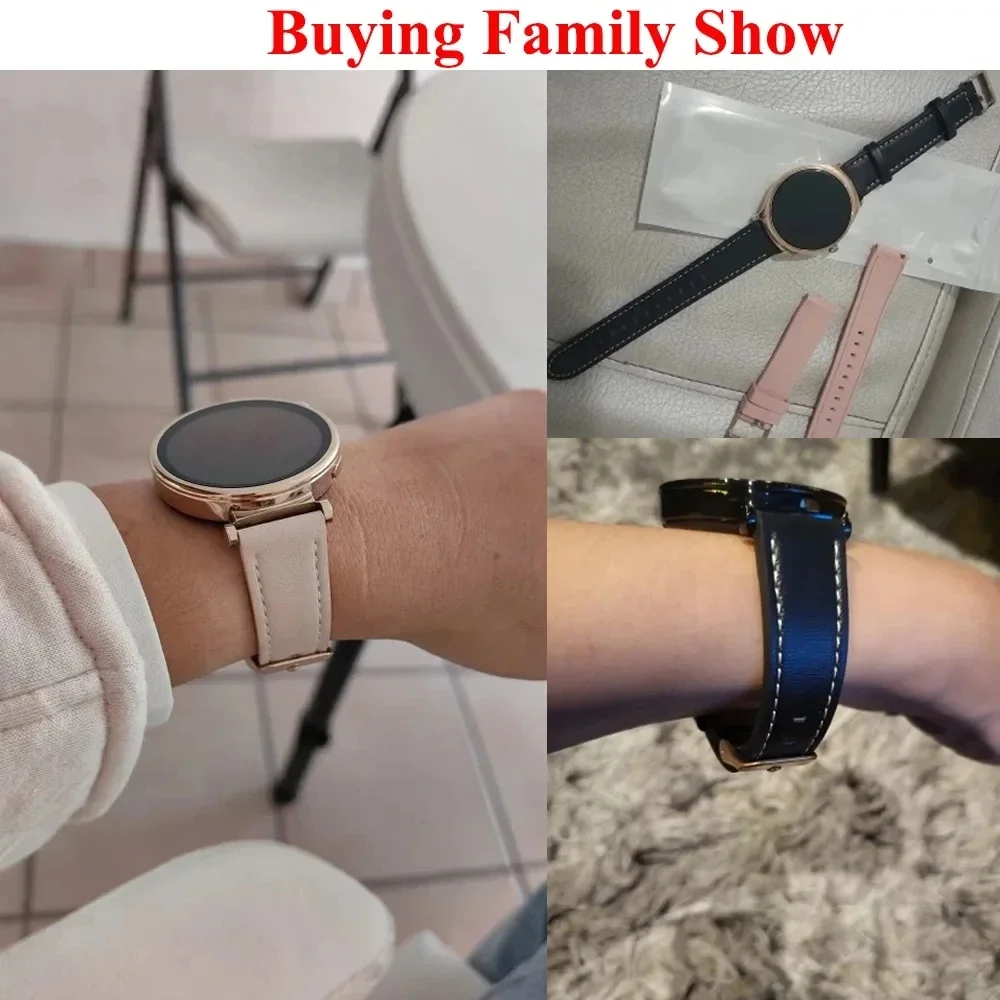 Leather Smart Watch Strap For HUAWEI WATCH GT 4 41mm/Garmin Venu 3S/Venu 2S Wristbands Rose Gold Buckle 18mm Bracelet Wristband image 3