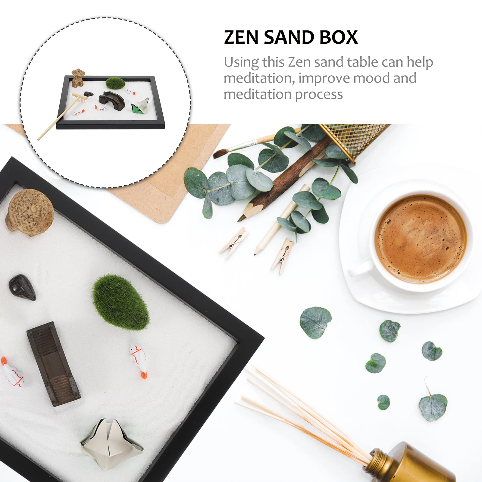 

1 set Desktop Sand Artware Mini Zen Garden Decor Stress Relief Sand Box Ornament For Home Office Tabletop Microlandscape