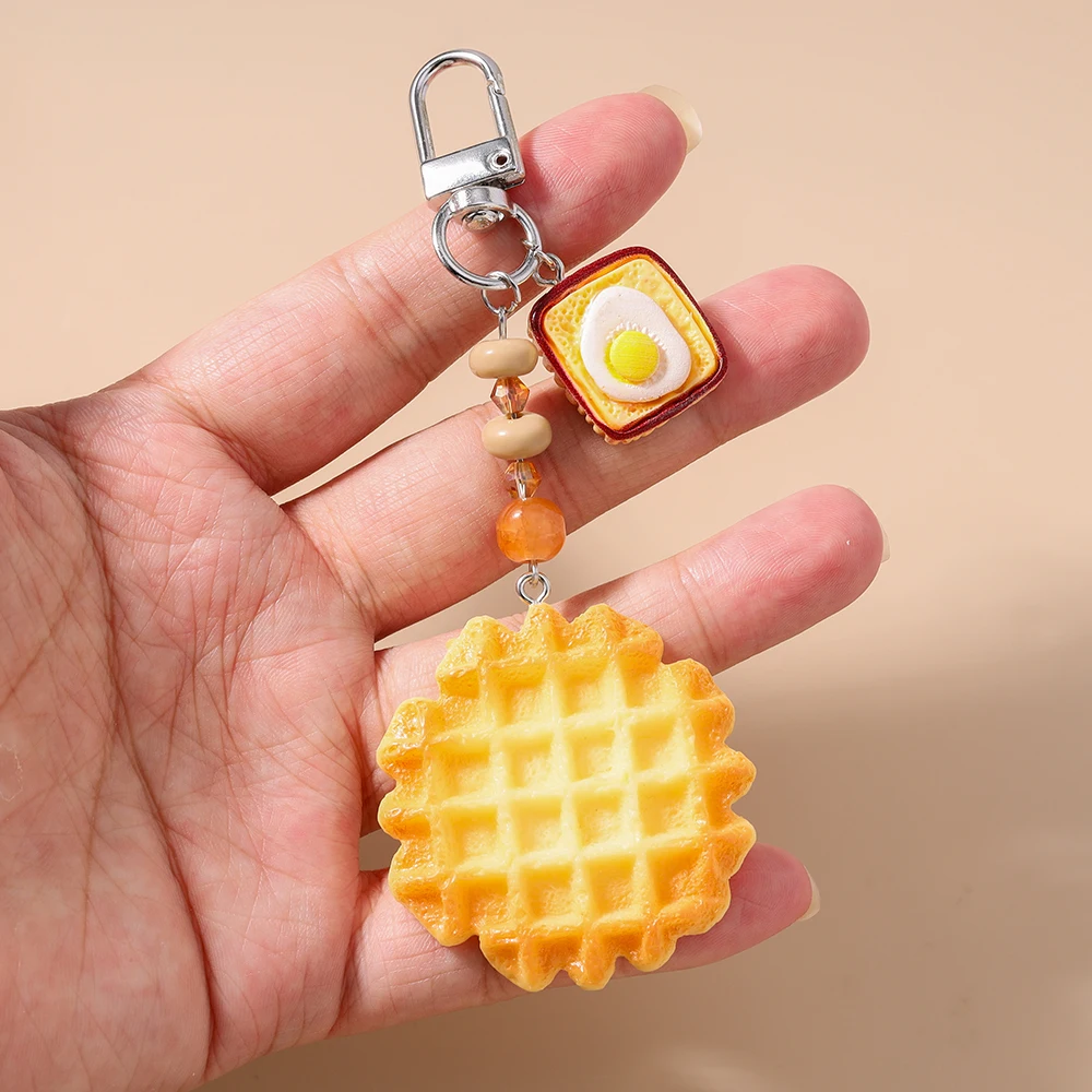 Aihua Nette Brot Keks Schlüsselbund Schöne Waffel Cookies Schlüsselanhänger Für Frauen Mädchen Simulation Lebensmittel Handtasche Anhänger Schmuck Geschenke – Detail 2