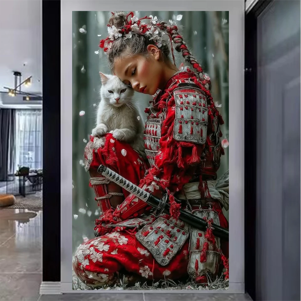 

Full Diamond 5DDIY Diamond Mosaic Japanese Geisha Samurai Female Portrait and Cat Diamond Painting Embroidery Mosaic Decoration