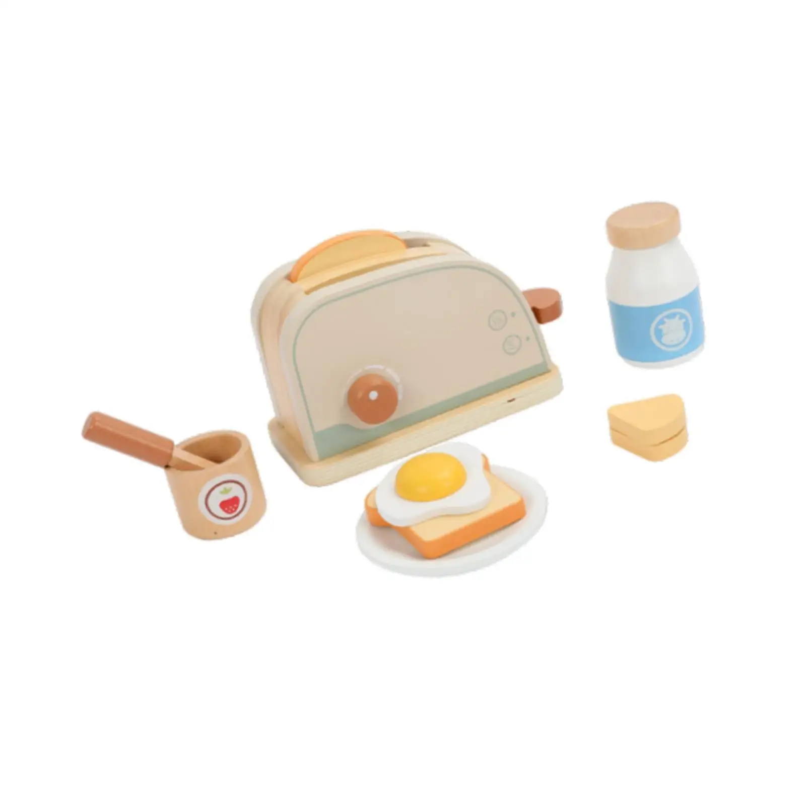 Wooden Toaster Set with Wooden Bread for Children Toddlers Birthday Gifts