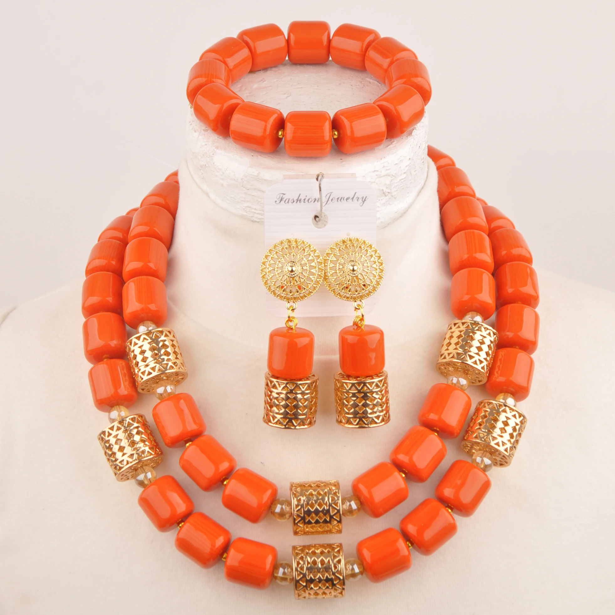 

Orange Artificial Coral African Beads Jewelry Sets