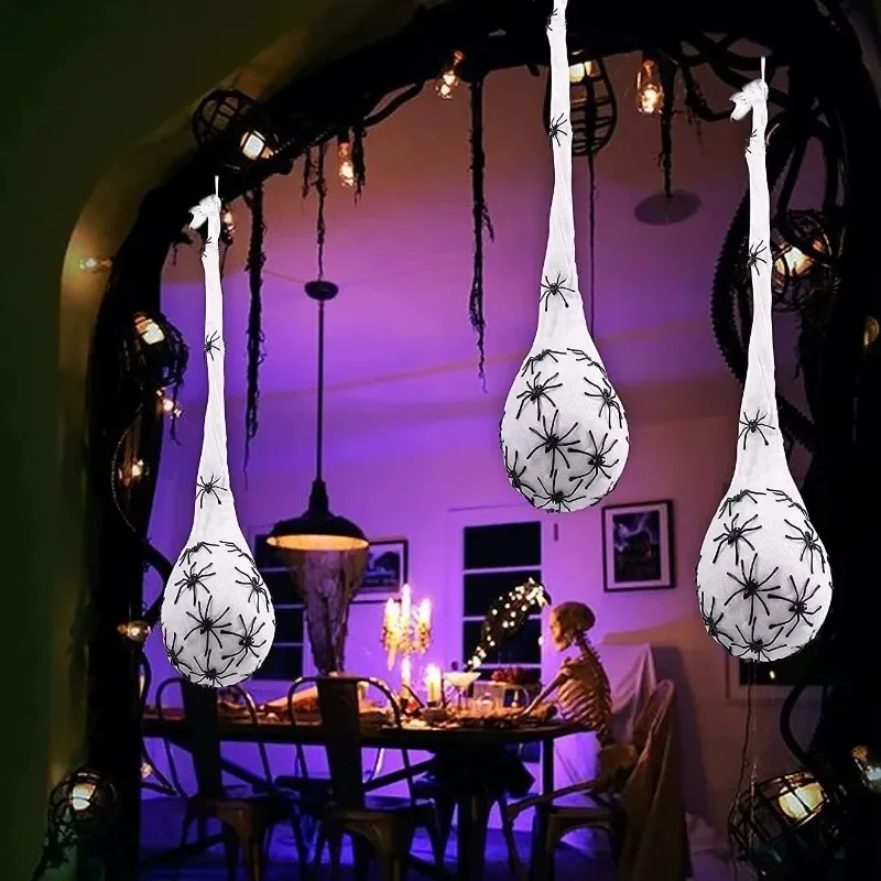 1-5PCS Halloween Glowing Spider Egg Prop Spider Web Decoration for Outdoor Wall Porch Lawn Party Horror Scene