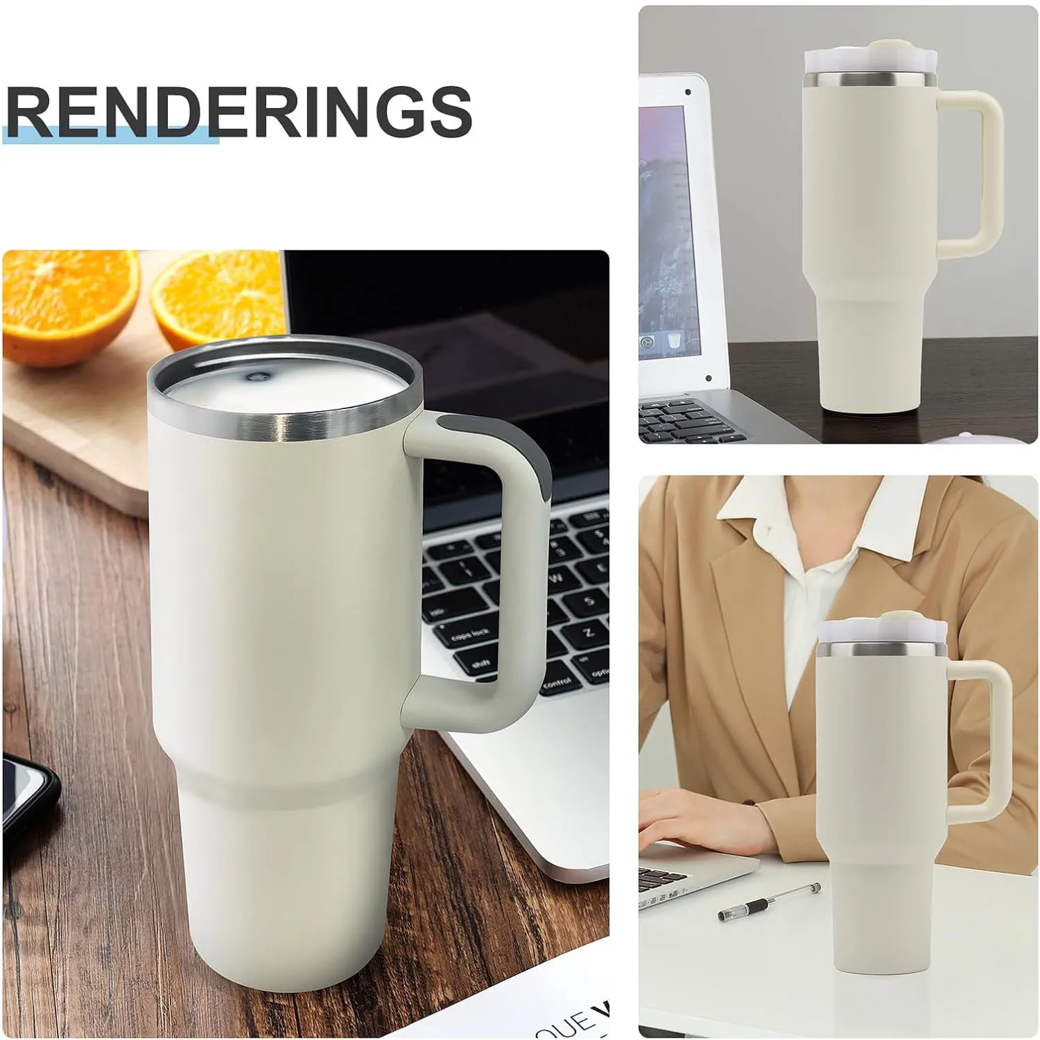 قارورة مكنسة من الفولاذ المقاوم للصدأ بسعة كبيرة 40 أونصة جديدة لعام 2025 - كوب بهلوان معزول مع أغطية وقش، مثالية للسفر