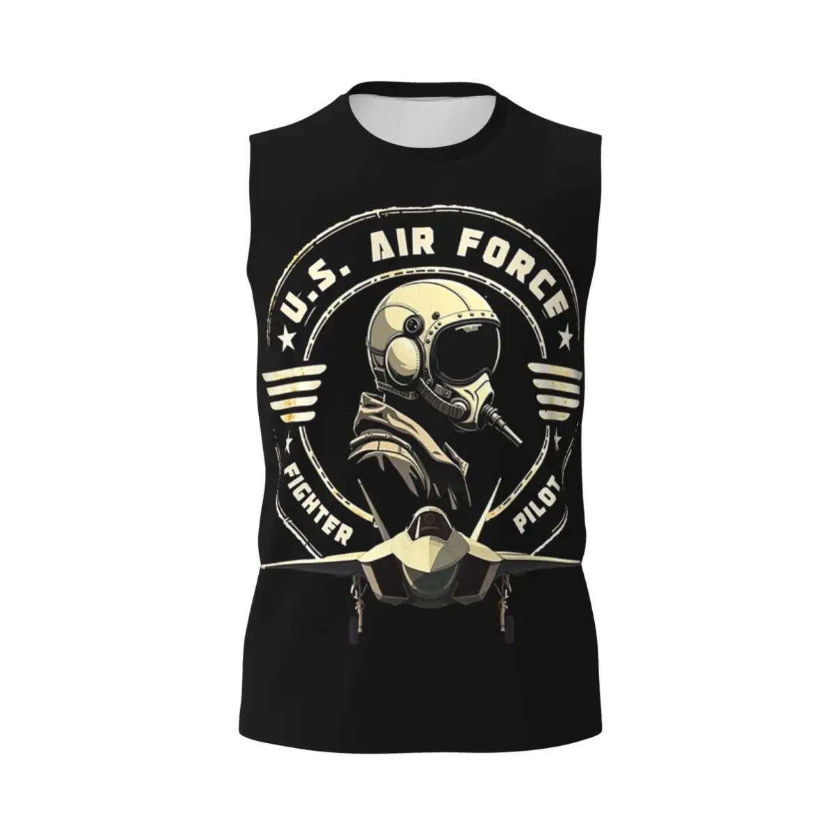 U.S. Air Force Fighter Pilot Military Aviation Vintage Men Sleeveless T-shirt Hip Hop Street Style Beach Holiday Tank Tops