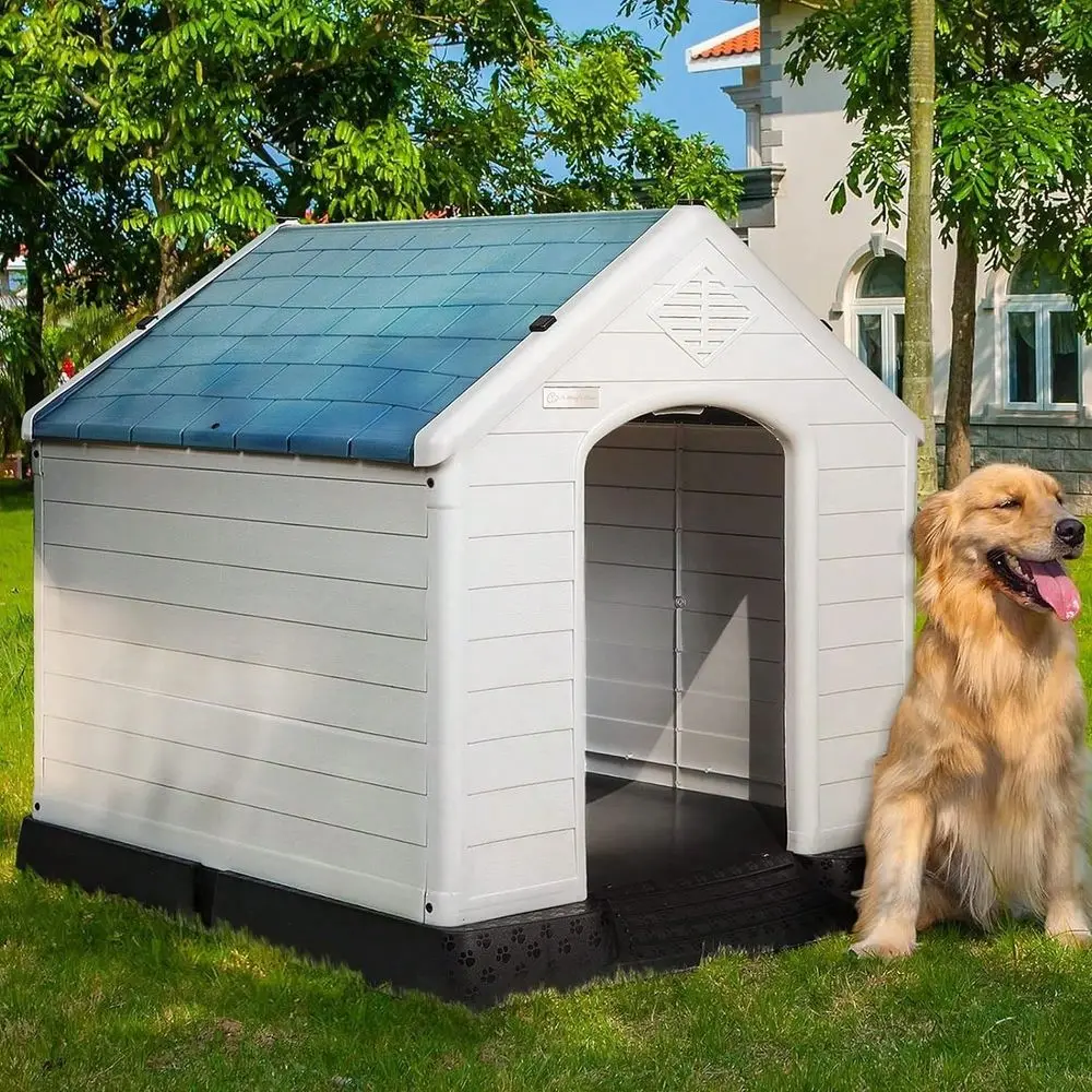 

Plastic Outdoor Indoor,Durable Dog House For Small Medium Large Dogs,Waterproof, With Elevated Floor And Air Vents,Ventilate Ea