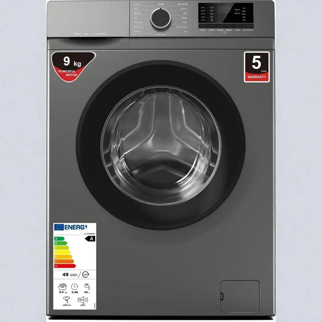 9KG front mounted fully automatic drum washing machine, suitable for high and low temperature use