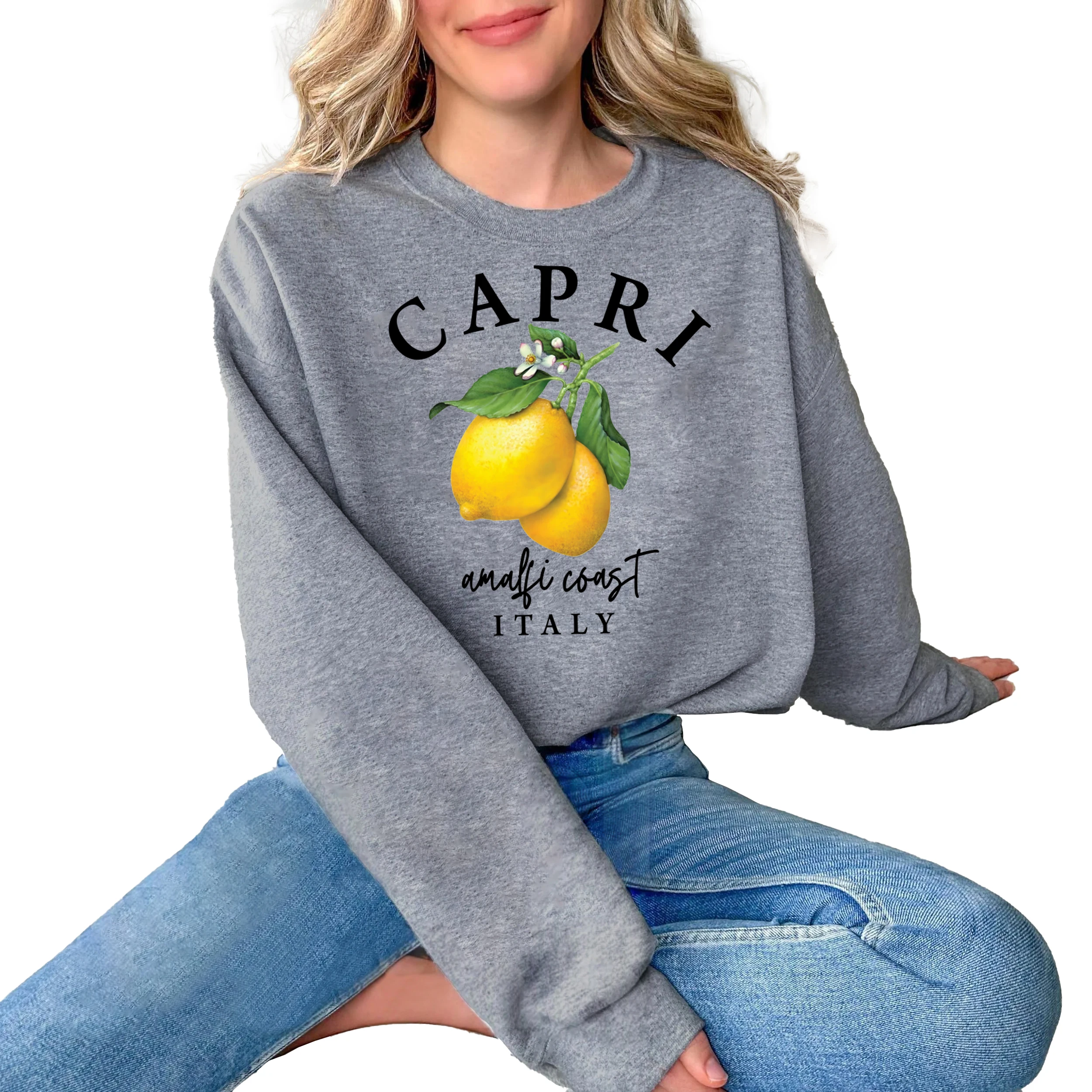 كابري إيطاليا الليمون يطبع البلوز المرأة س الرقبة ملابس عصرية الخريف الصوف الدافئة البلوز للجنسين فضفاض متعدد الألوان الشارع الشهير #6