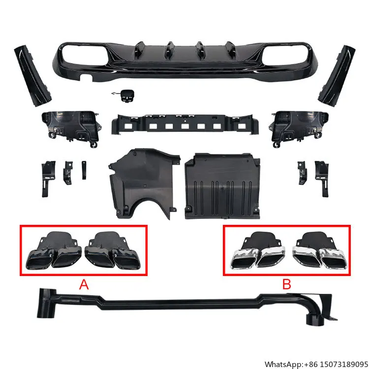 

C63 Стиль диффузора, комплект заднего бампера для C Class W206, задний диффузор, разветвители, глушители