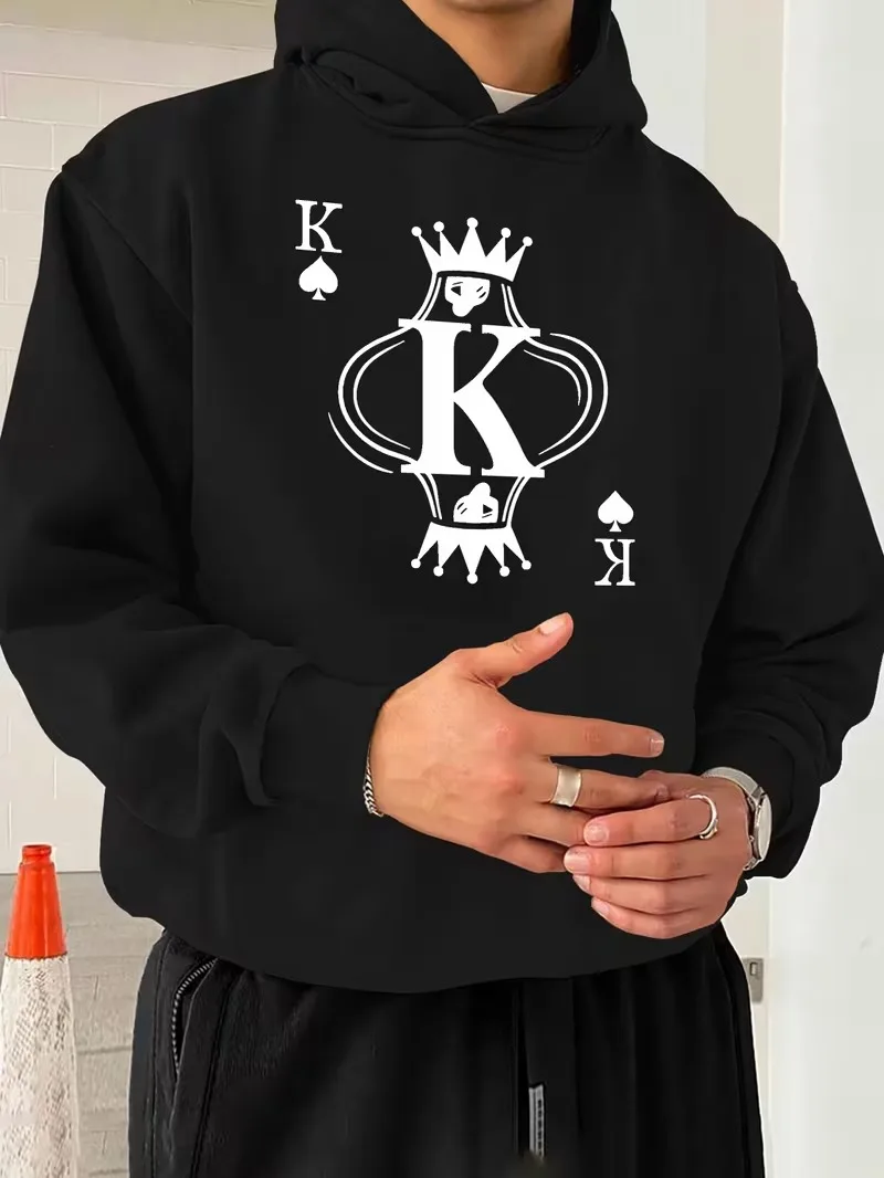 سويت شيرت رجالي فضفاض بغطاء للرأس، بلوفر أسود على طراز الشارع، قميص أمريكي كاجوال بقلنسوة، مناسب لهدايا عيد الميلاد