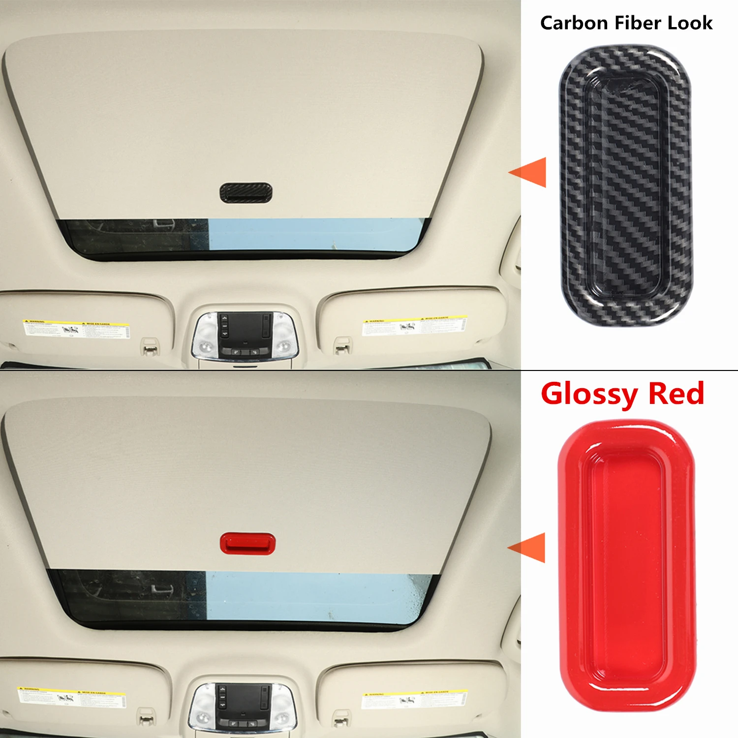 Car Roof Sunroof Handle Decorative Cover Trim for Dodge Durango 2011-2023 Interior Mouldings Accessories Carbon Fiber Look Red 2