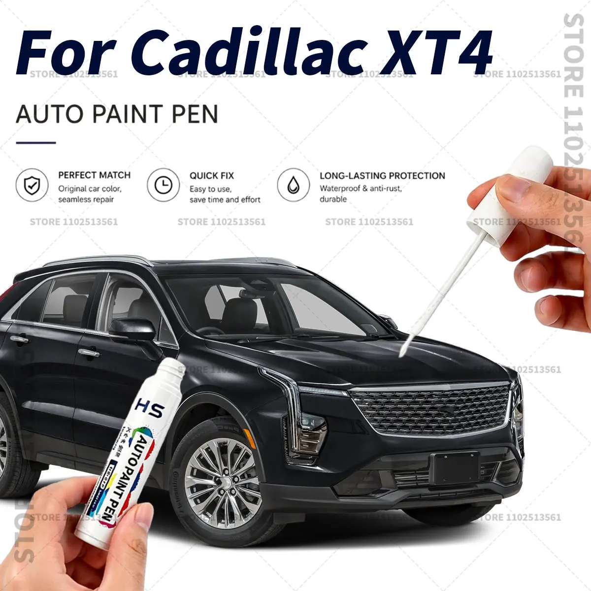 

For Cadillac XT4 Touch Up Paint Pen Quick Repair Car Scratch Chip Paint Brush luminary black Diamond white Red Night Sea Blue