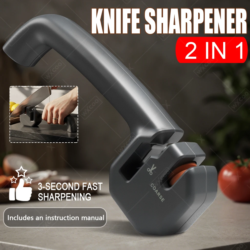 WXCOO Handheld Knife Sharpener Quick Professional Kitchen Tool Portable Manual Coarse Knife and Scissor Sharpener Mini Gadgets
