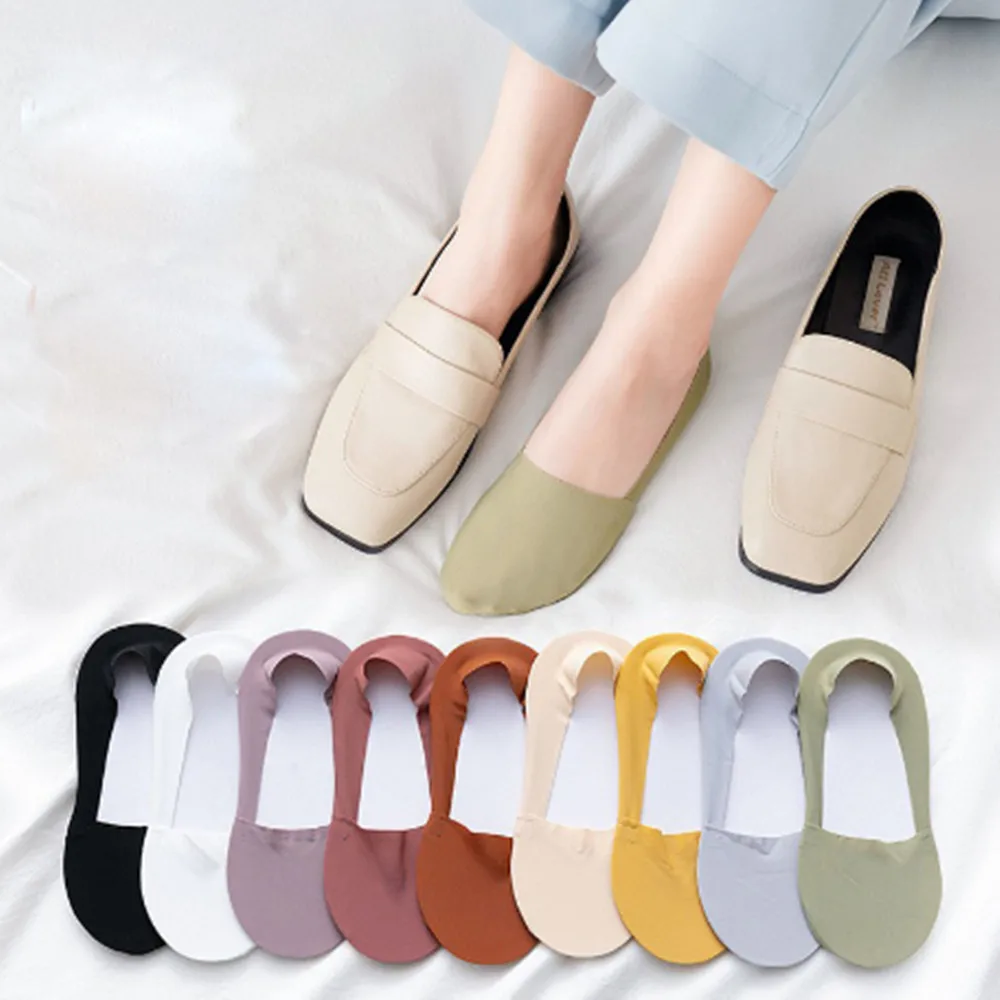 

Woman Ice silk Pure color short sock thin socks loafer Low Cut No Show Boat Invisible Socks W013