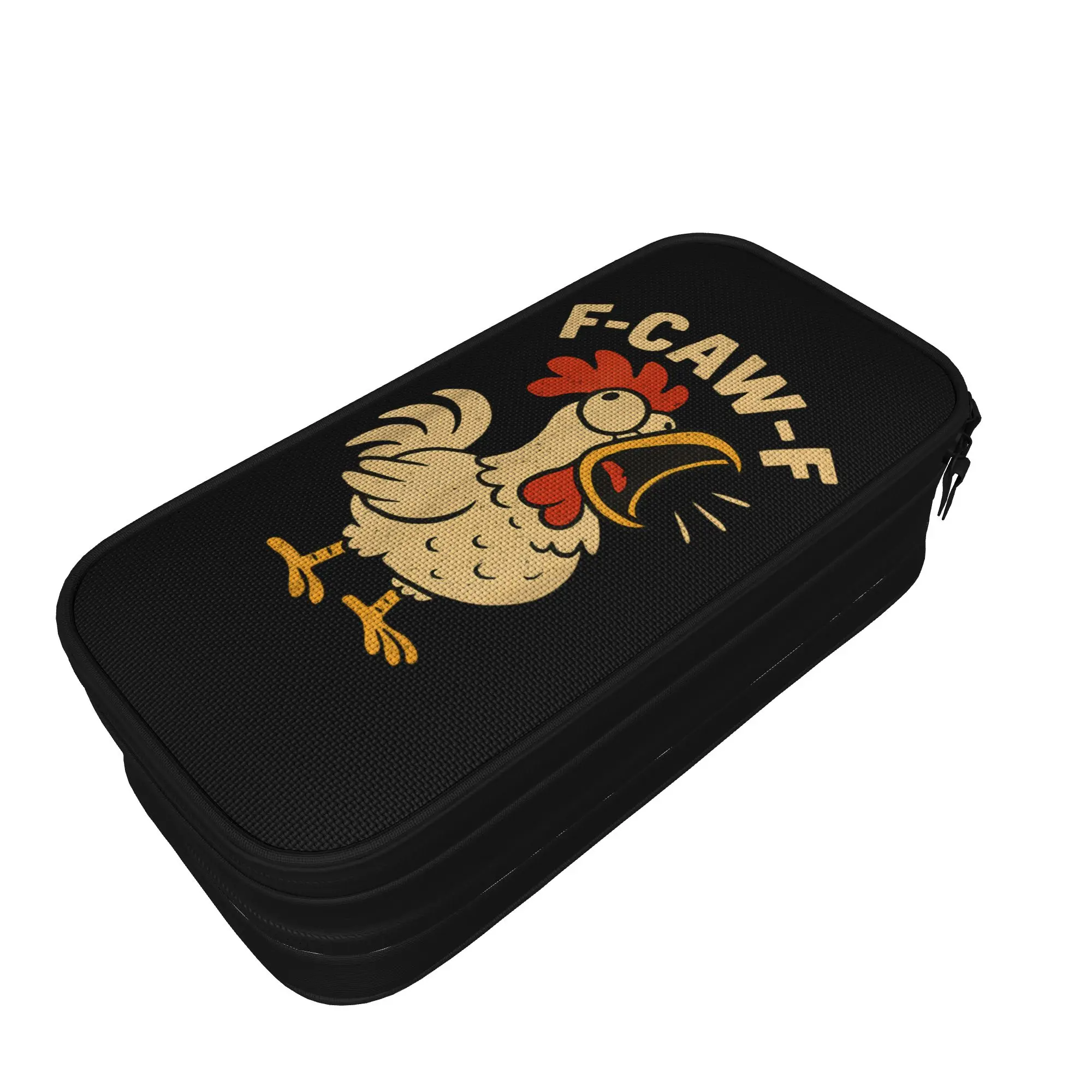 F-Caw-F Funny Chicken Rooster Pencil Case Classic Sarcastic Humor Pen Holder Pencil Bags Large Storage Pencil Box Stationery