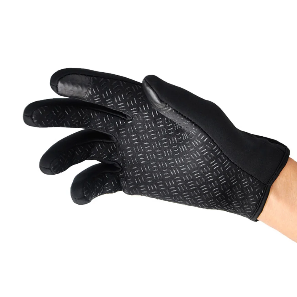 

Warm Fleece Lined Gloves Black Hand Warming Cold Weather Women Men Touch Screen Cycling Gloves Outdoor Mittens