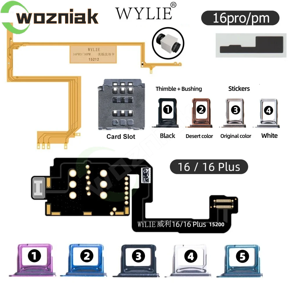 WYLIE Dual Card Flex Ca‮lb‬e for IPhone 16Plus Pro/16promax US Version with Built-in Dual Card Ribbon Cable Layering Card Sticke