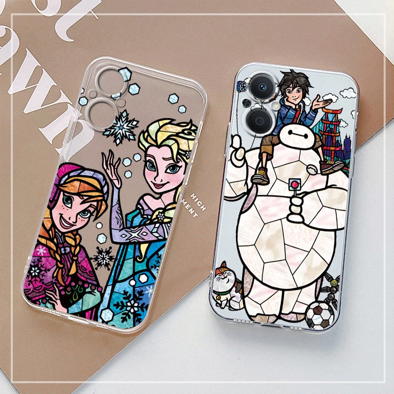 Disney Frozen Anna Elsa For OPPO A5 A9 A53 S A74 Reno 7 6 5 4 2 Find X3 X2 Z Lite Neo Pro Plus transparent Phone Case