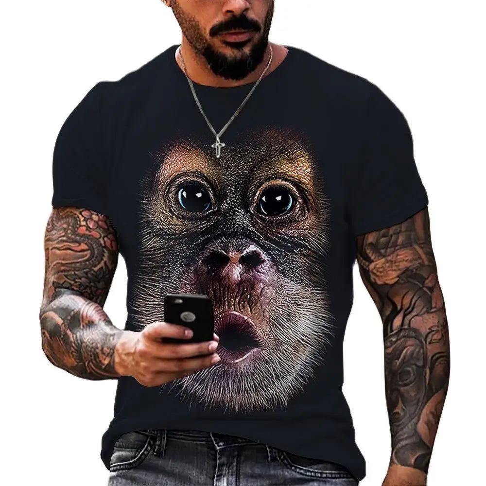 Men\'s T-Shirt for Men Funny Gangster Gorilla 3D Printed T Shirt Summer Top Short Sleeve Clothes Casual Tee Shirt Streetwear