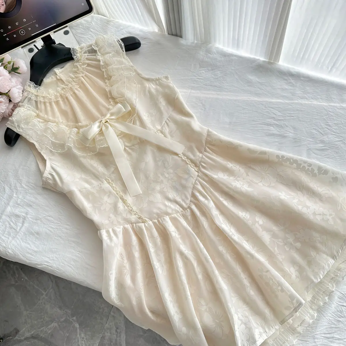 Sommer Sexy Elegante Schleife Abendkleider Spitze Süßes Mädchen Ärmelloses Partykleid Niedlicher Sommer 2000er Schlanker Minirock 2025 Frau Y2k