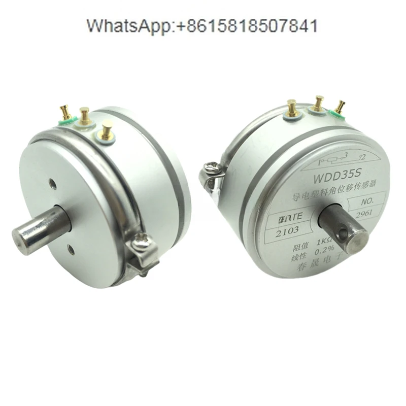 Precision Conductive Plastic Potentiometer WDD35S 1K Linear 0.2% Angular Displacement Sensor, Double Outlet Shaft